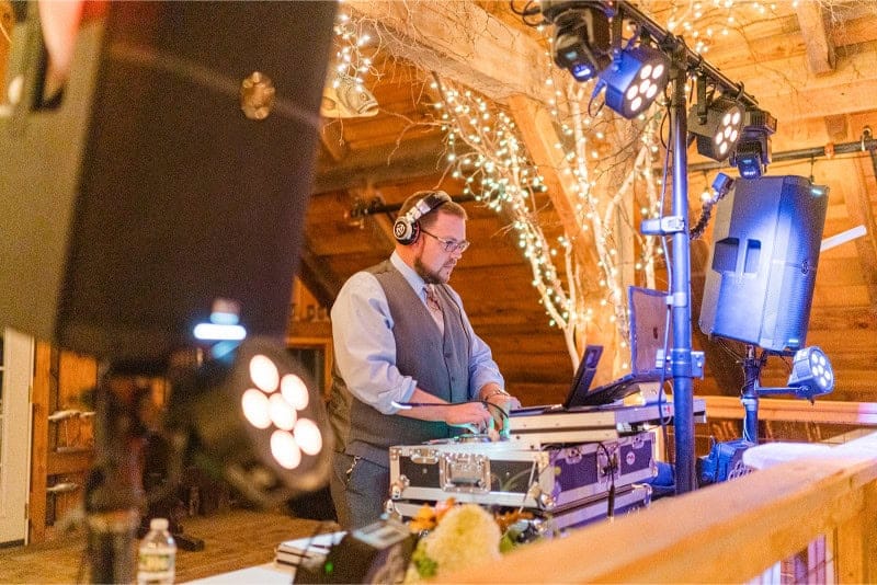 Wedding DJ playing music at Vermont Association of Wedding Professionals event.